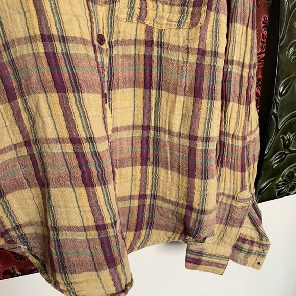 Free People Plaid Flannel Button Down Shirt - Picture 3 of 5